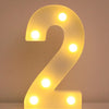 A glowing yellow LED letter night light shaped like the number 2, illuminating the surface below.