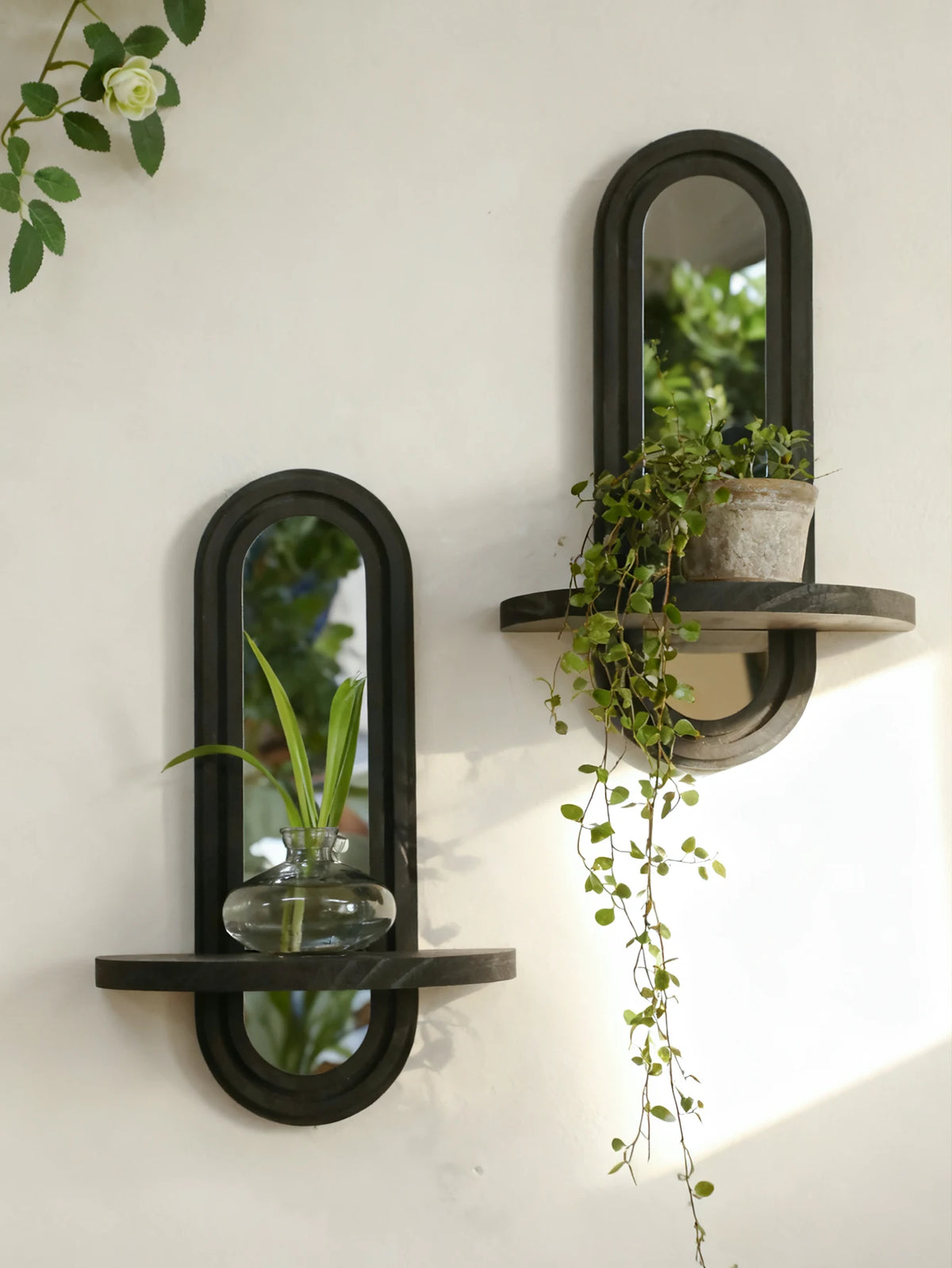 Arched Wall Shelf with Mirror — Modern Geometric Design