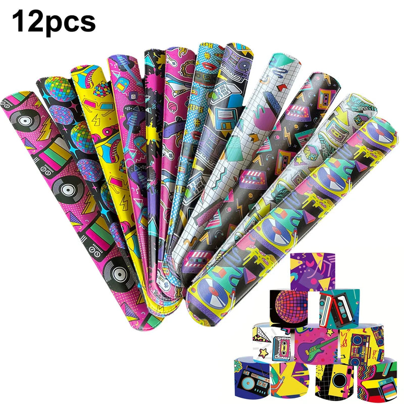 Retro 80s & 90s Slap Bracelets - 12 Pack