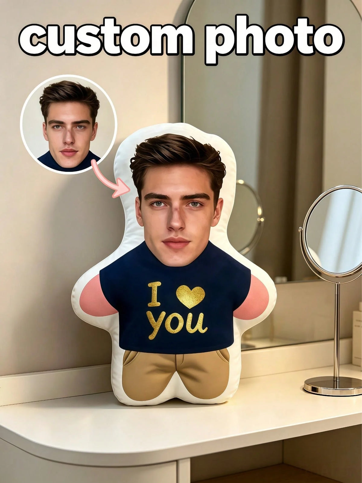 Custom Face Photo Pillow - Personalized Cuddle Cushion for Any Occasion