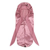 Extra large pink satin sleep bonnet designed for long hair, braids, and dreadlocks