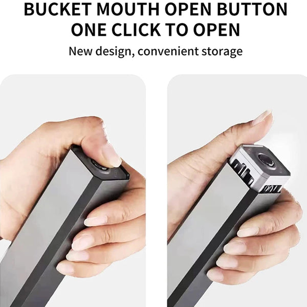 Eine Hand hält ein Präzisions-Multitool-Schrauberset mit einem Hut-Öffnungs-Knopf.