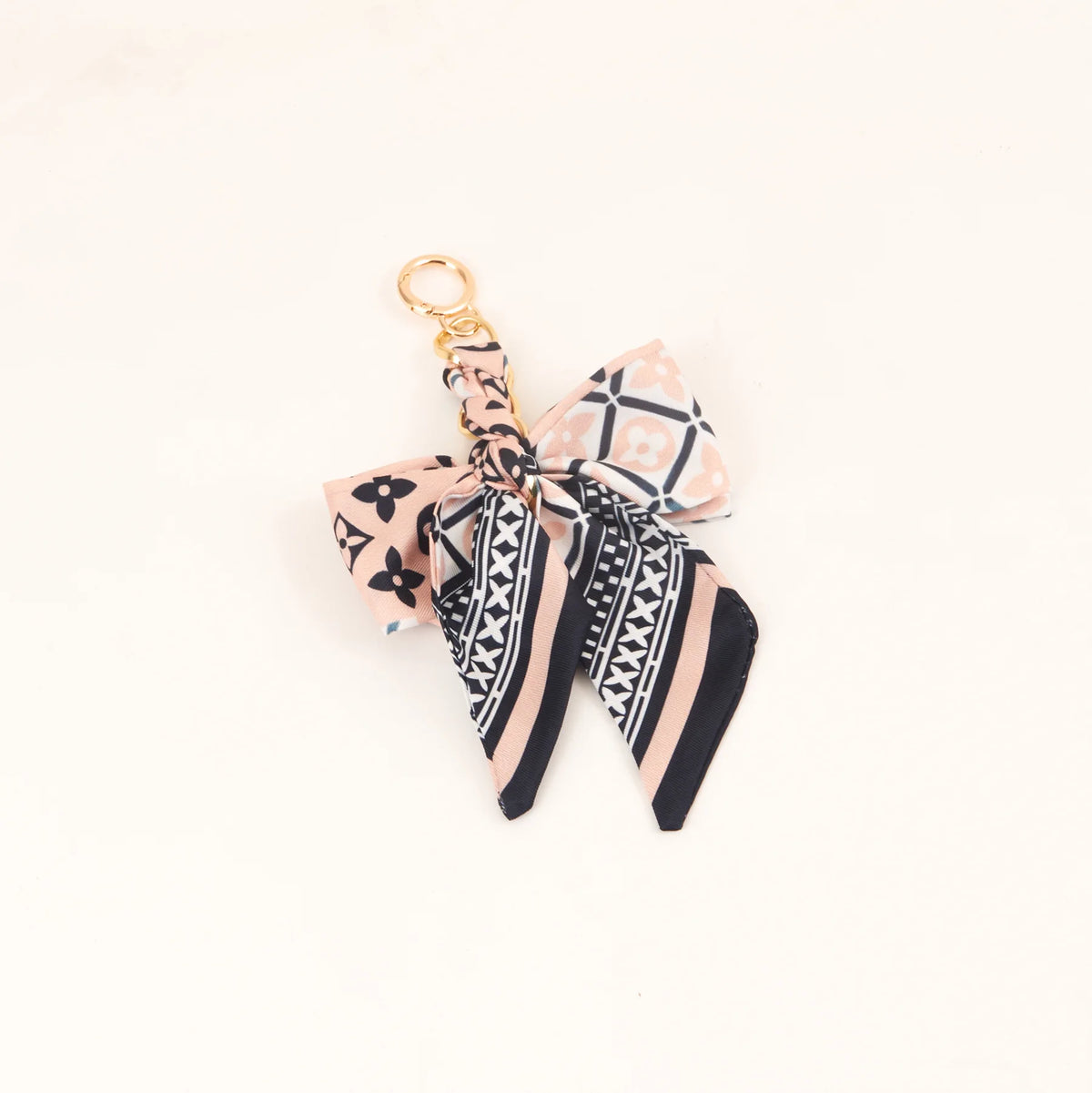 Chic Silk Bow Keychain with Ribbon Charm