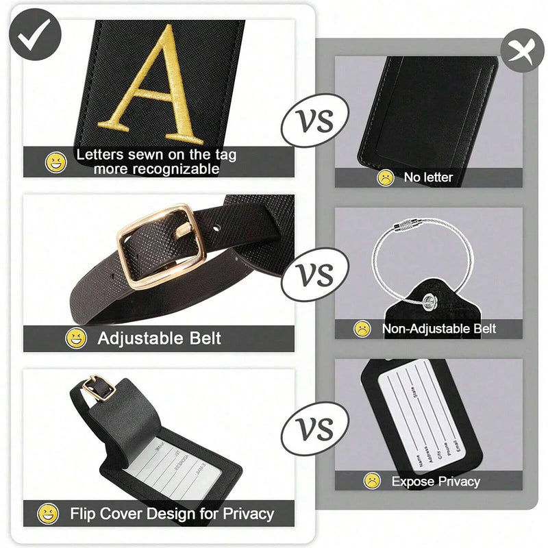 PU Leather Luggage Tag with Privacy Cover