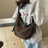 Leopard Print Corduroy Crossbody Bag