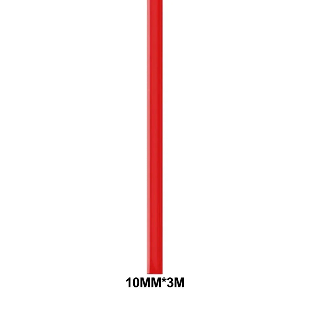 A long, red PVC bumper protection strip measuring 10mm by 3 meters.