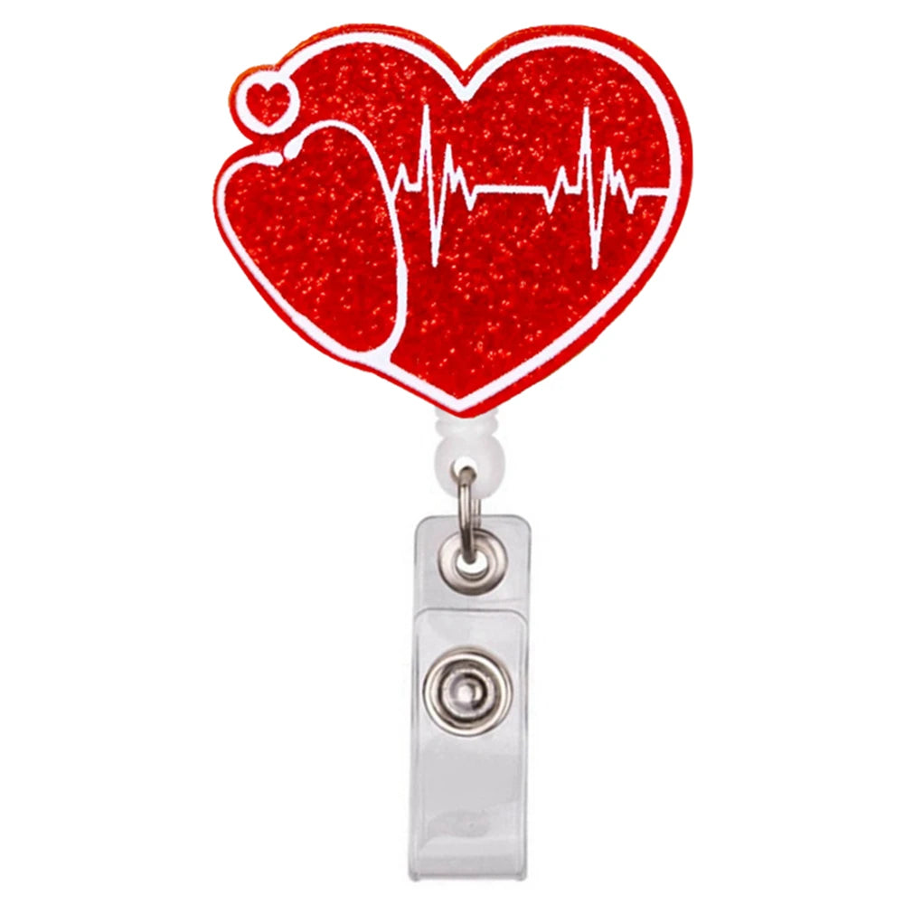 Glitter Acrylic Retractable ID Badge Reel