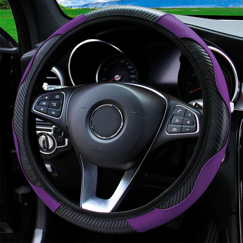 PU Carbon Fiber Steering Wheel Cover