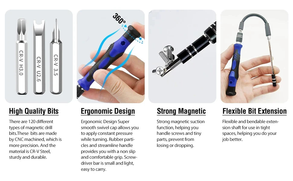 142-in-1 Precision Screwdriver Set with 120 Magnetic Bits