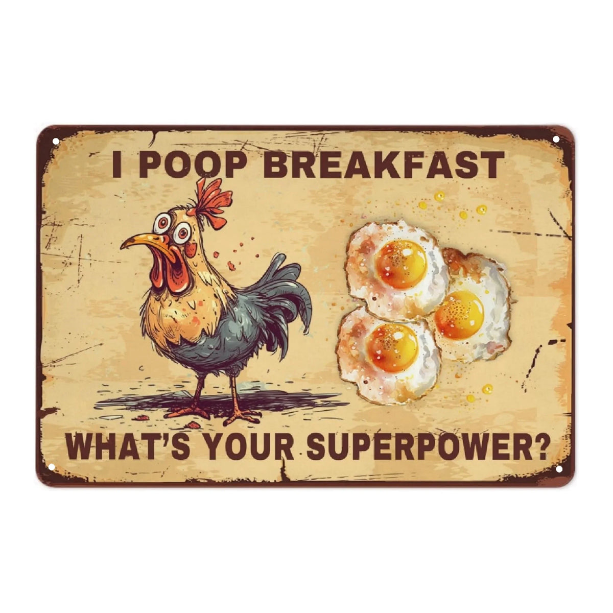Retro Funny Chicken Farm Metal Sign for Kitchen and Coop