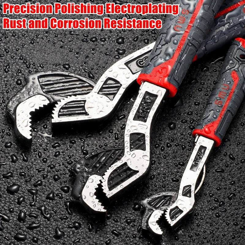 Self-Locking Pipe Wrench with Adjustable CR-V Steel Jaws