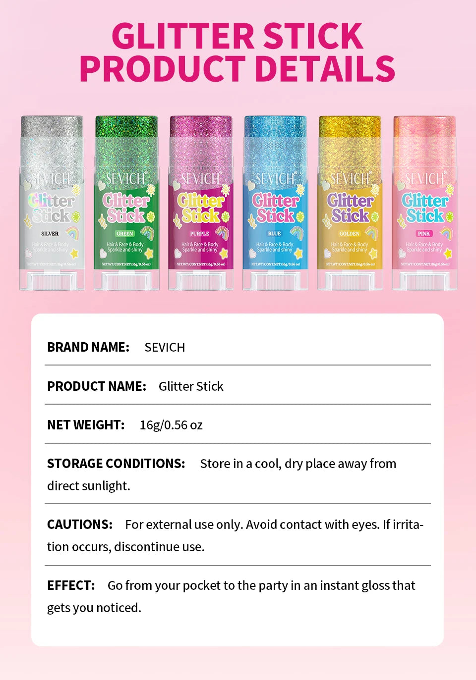 Mermaid Glitter Gel Stick for Face, Hair & Body