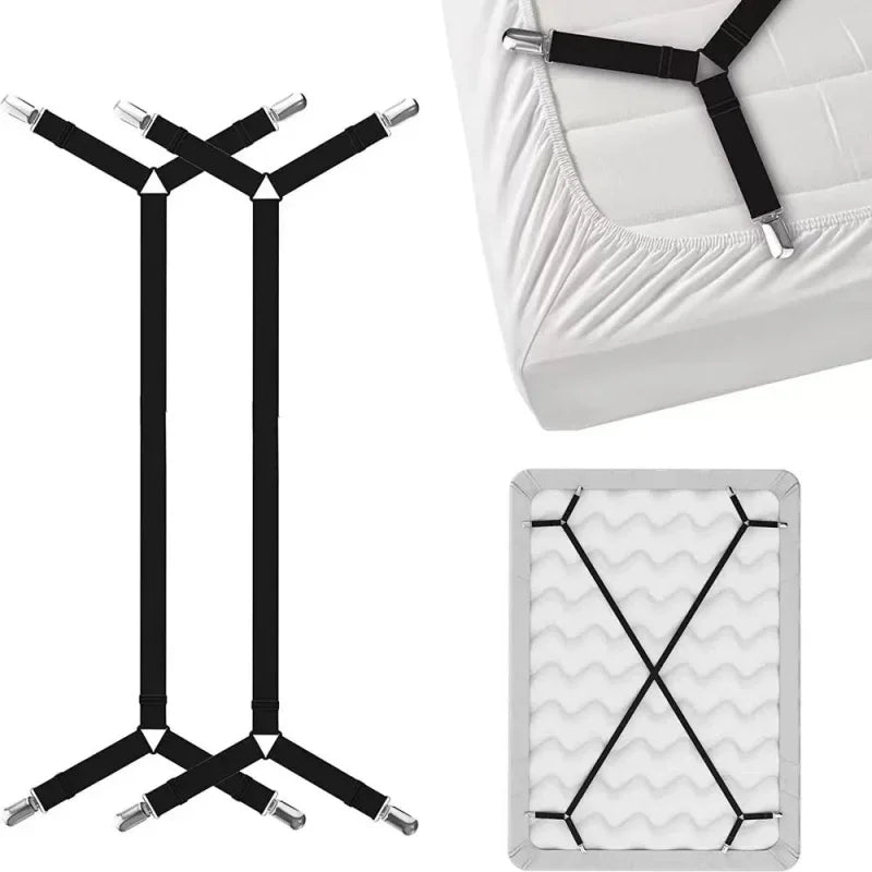 Adjustable Bed Sheet Holder Straps with Non-Slip Clips
