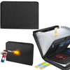 Black fireproof and waterproof expanding file organizer with multi-pocket accordion design