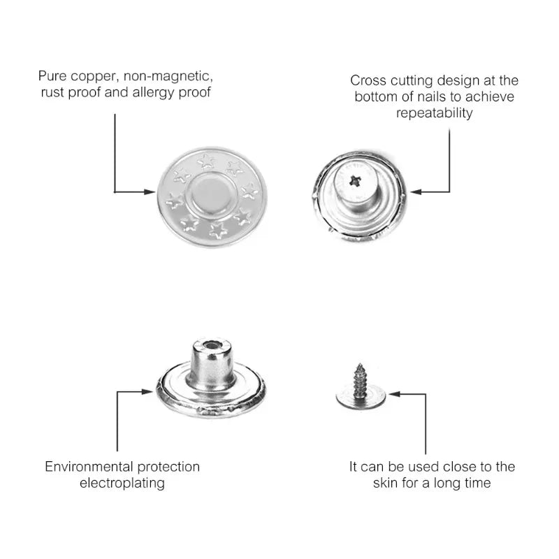17mm Metal Snap Button Replacement Kit