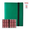A green card binder album with a black spine and a set of 9 grids for holding cards.