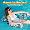 Inflatable Water Hammock with Armrests – Tropical Leaf Pool Lounger for Adults