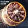Close-up view of a brushless motor for a cordless multi-blade cutting shear tool.