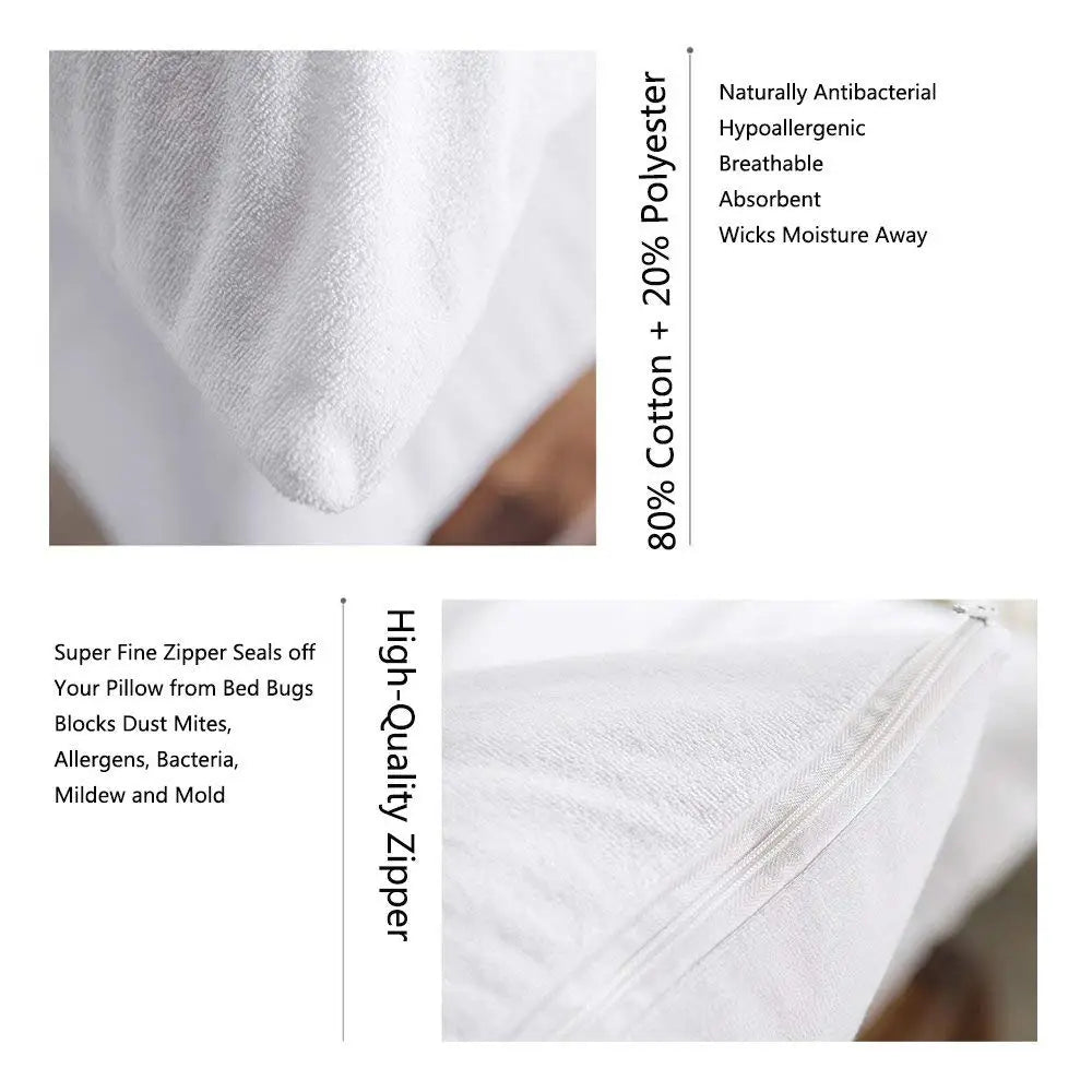 Waterproof Cotton Pillow Protector with Zipper