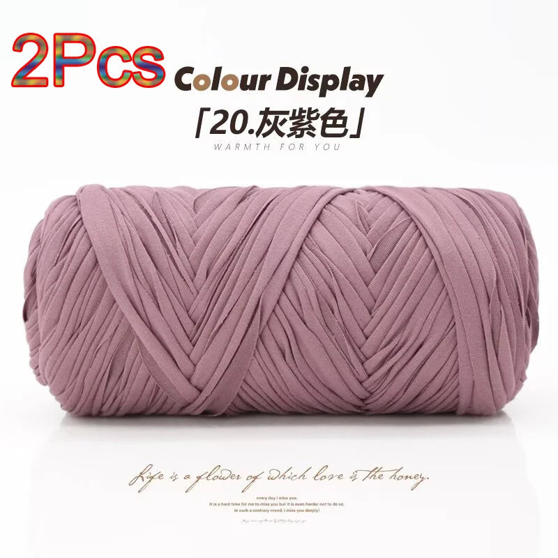 Elastic T-Shirt Yarn for Crochet and Knitting (2-Pack, 50m Each)