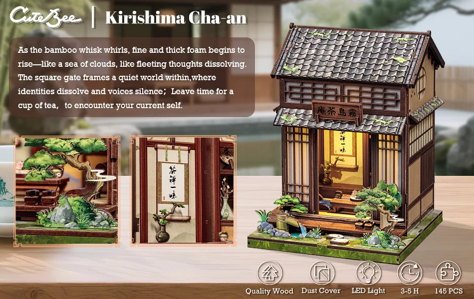 Book Nook DIY Wooden Miniature Kit with LED Lighting