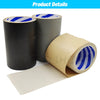 Rolls of self-adhesive PU leather repair patches in black and beige with blue stripes