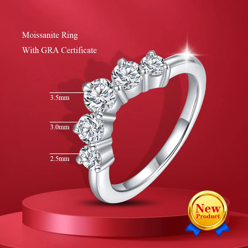S925 Sterling Silver Moissanite Stackable Ring