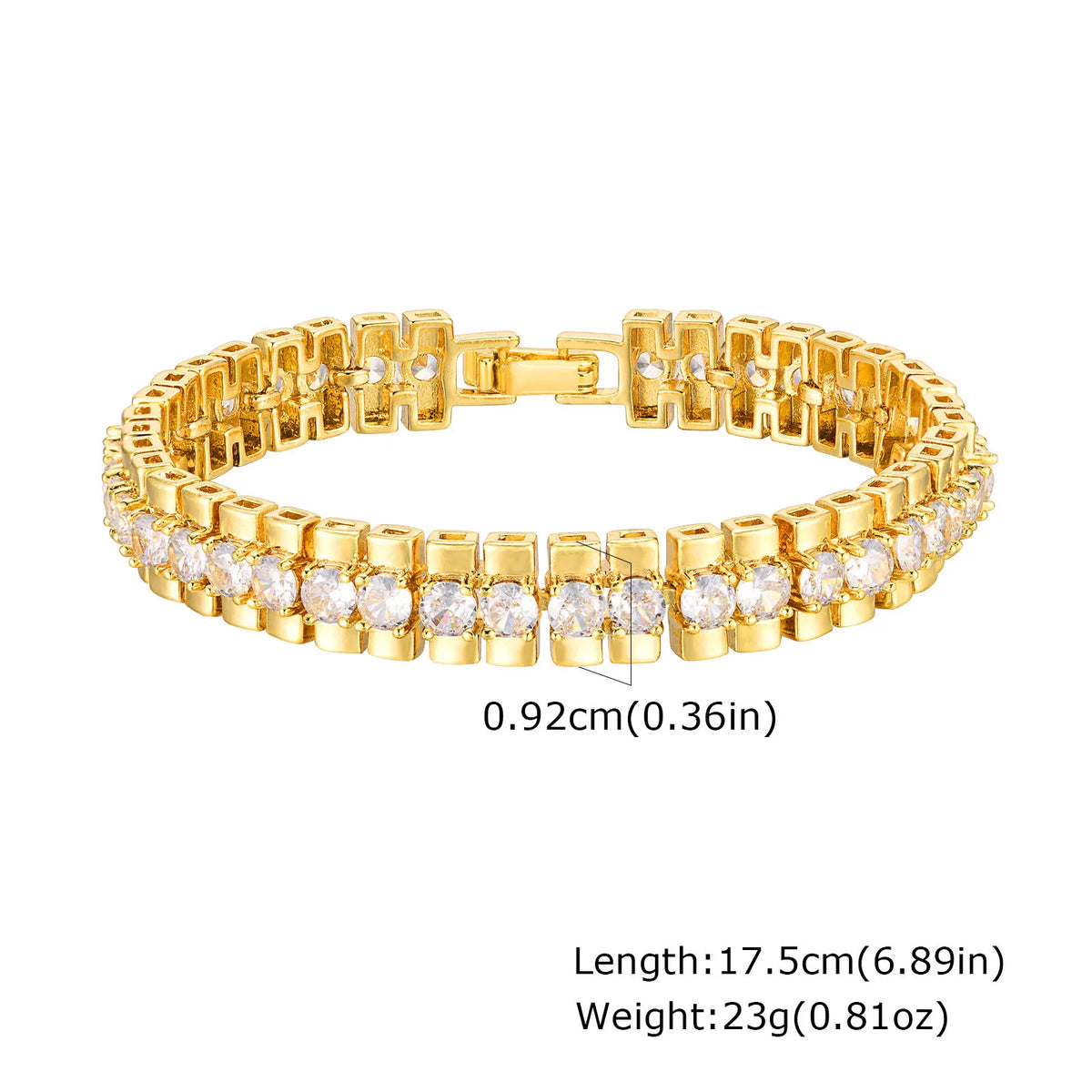 Bracelet Chaîne à Anneau de Papier Doré avec Pierres CZ