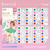 A picture book titled Flower Fairy showing illustrations and pages for watercolor painting with brushes