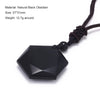Geometric Natural Stone Pendant Necklace with Adjustable Leather Cord