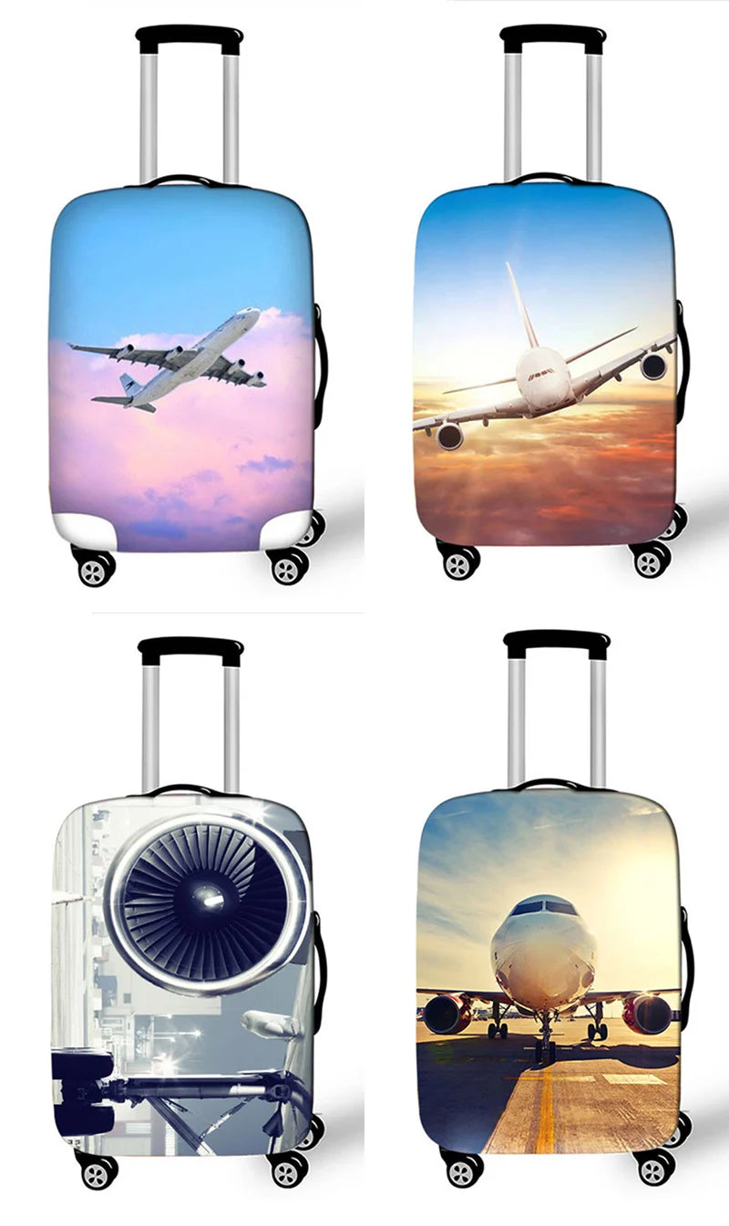 Elastic Aircraft Print Luggage Protector Cover