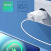 A fast charger delivering 60% charge in 30 minutes to an iPhone 16, showing a power adapter and charging cable.