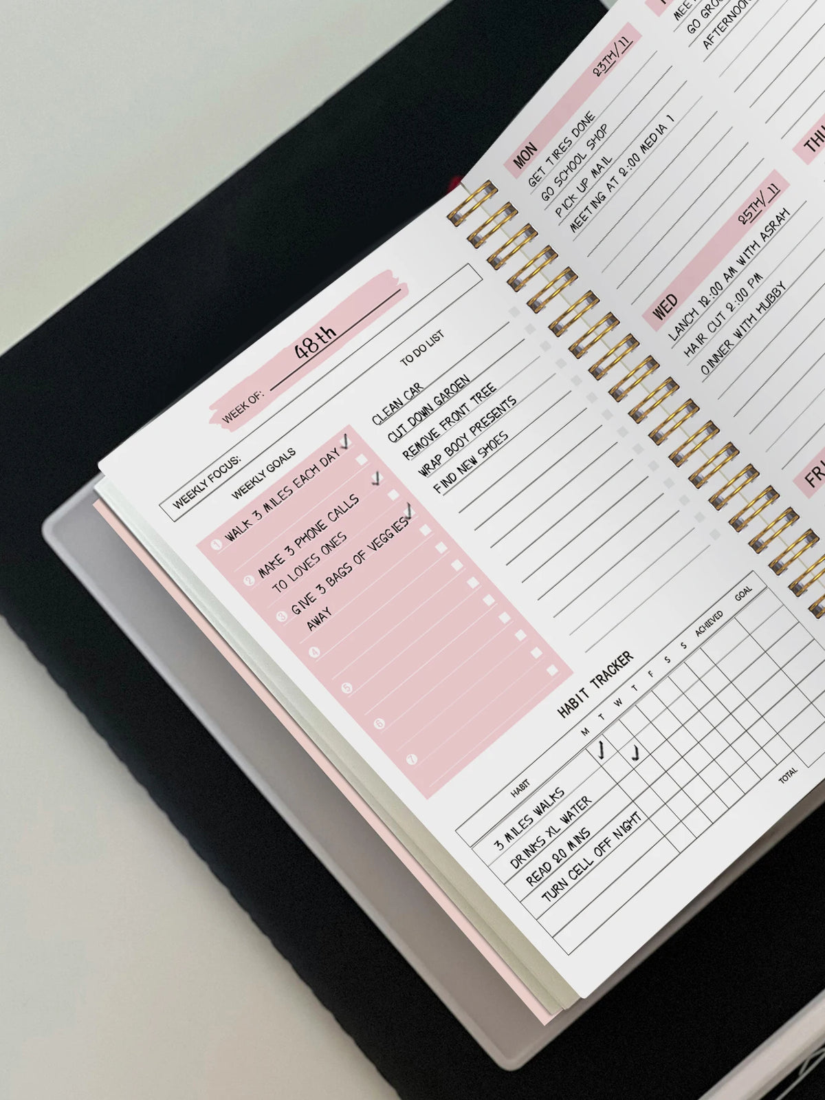 A5 Non-Dated Weekly Spiral Planner with Sticker Sheets