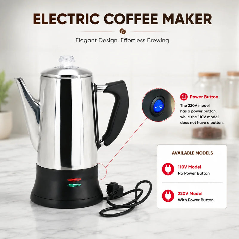12-Cup Stainless Steel Electric Coffee Percolator