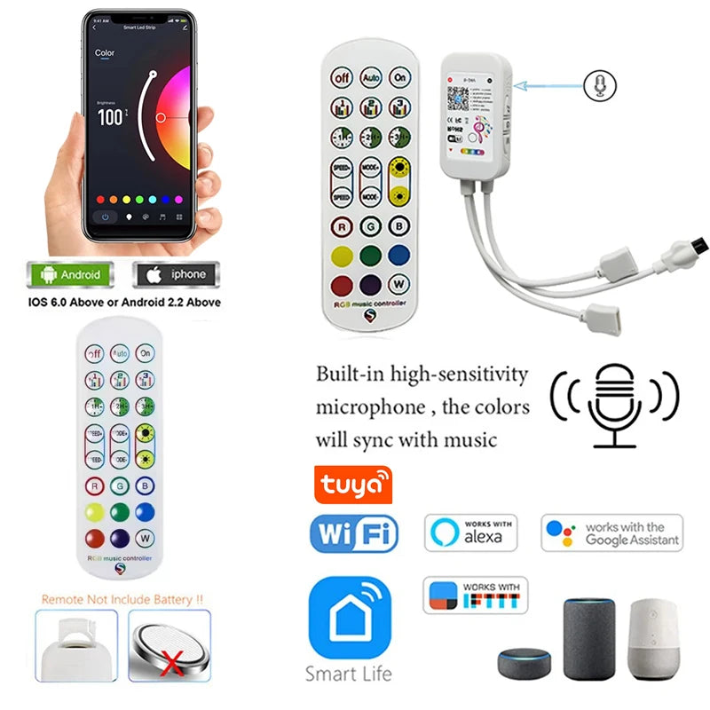 Smart WiFi LED Strip Lights with Music Sync