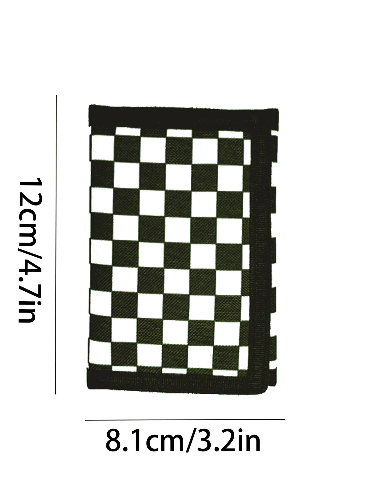 Checkered Print Compact Tri-Fold Wallet with ID Window