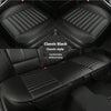 Classic black leather car seat covers shown in various angles, highlighting the breathable style.