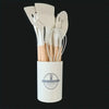 Ensemble de 12 Ustensiles de Cuisine en Silicone avec Manches en Bois