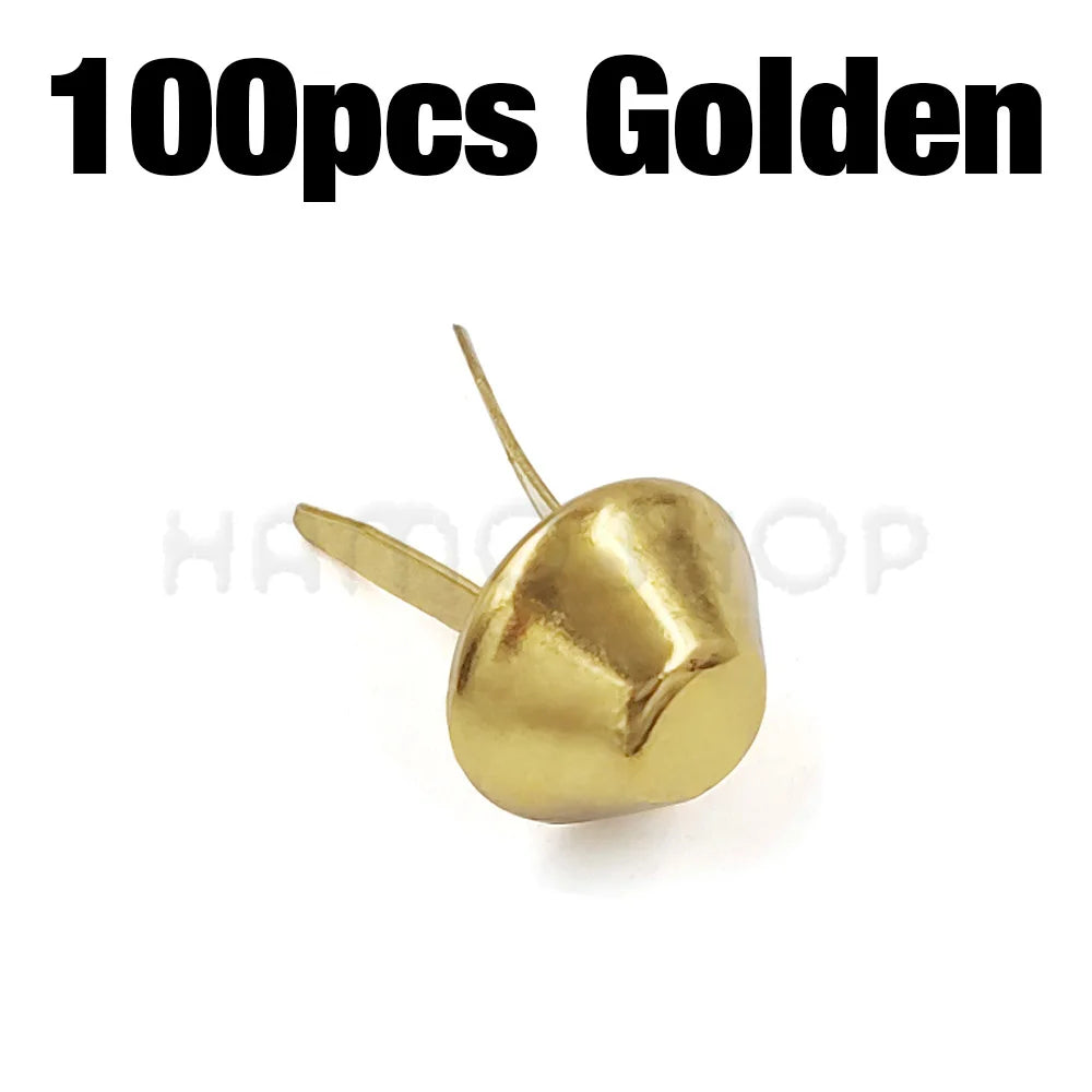A single gold metal bag bottom feet stud is shown against a white background.