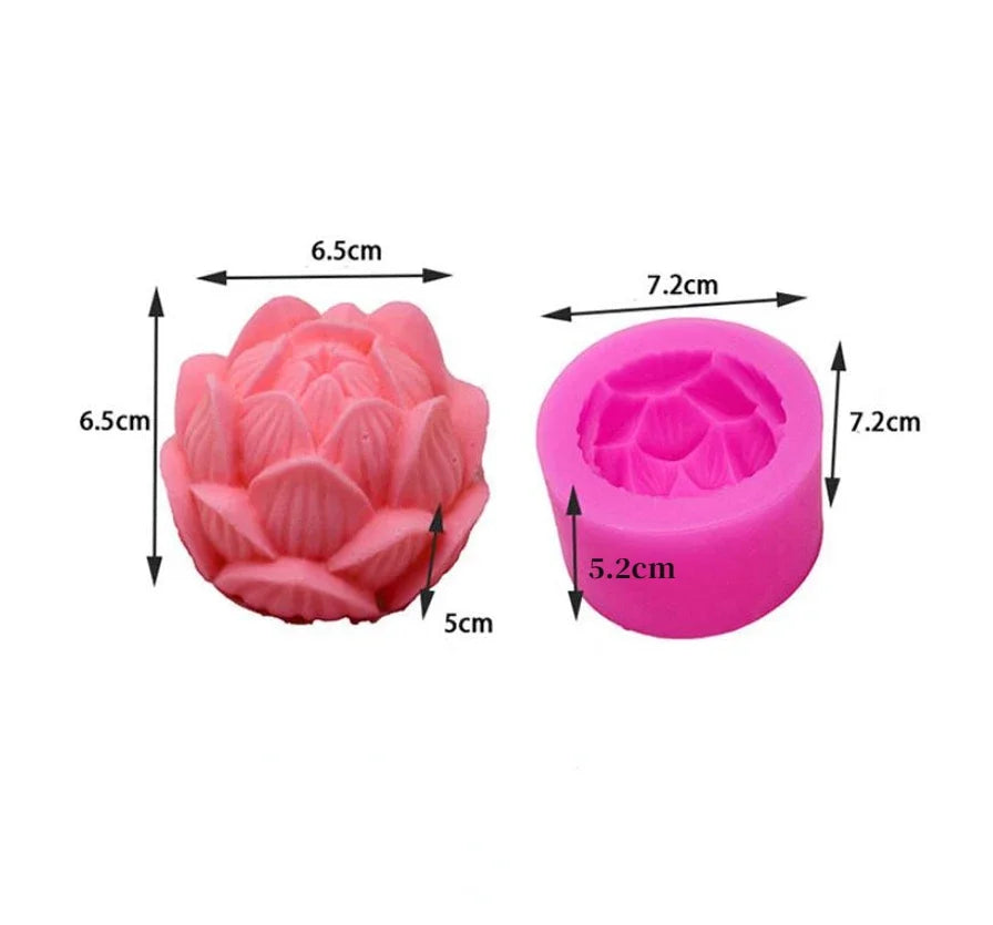 Pink silicone mold shaped like a rose peony for crafting candles, soap, and baking