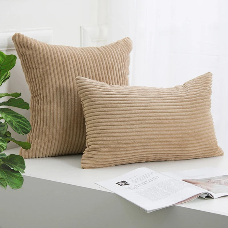 Soft Corduroy Striped Throw Pillow Cover