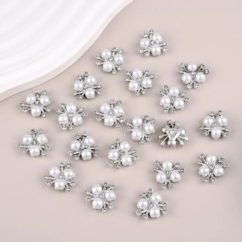 A collection of twenty pearlized resin flower beads for DIY jewelry and crafts.