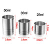 Edelstahl-Messbecher für Barware in 50ml, 35ml und 25ml mit Markierungen.