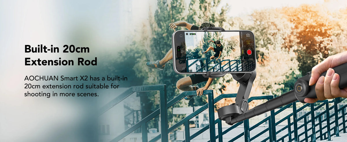 3-Axis Smartphone Gimbal Stabilizer with Built-in Extension Pole and LED Display