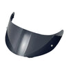 A black replacement helmet visor with an anti-fog coating shown from a slight angle.