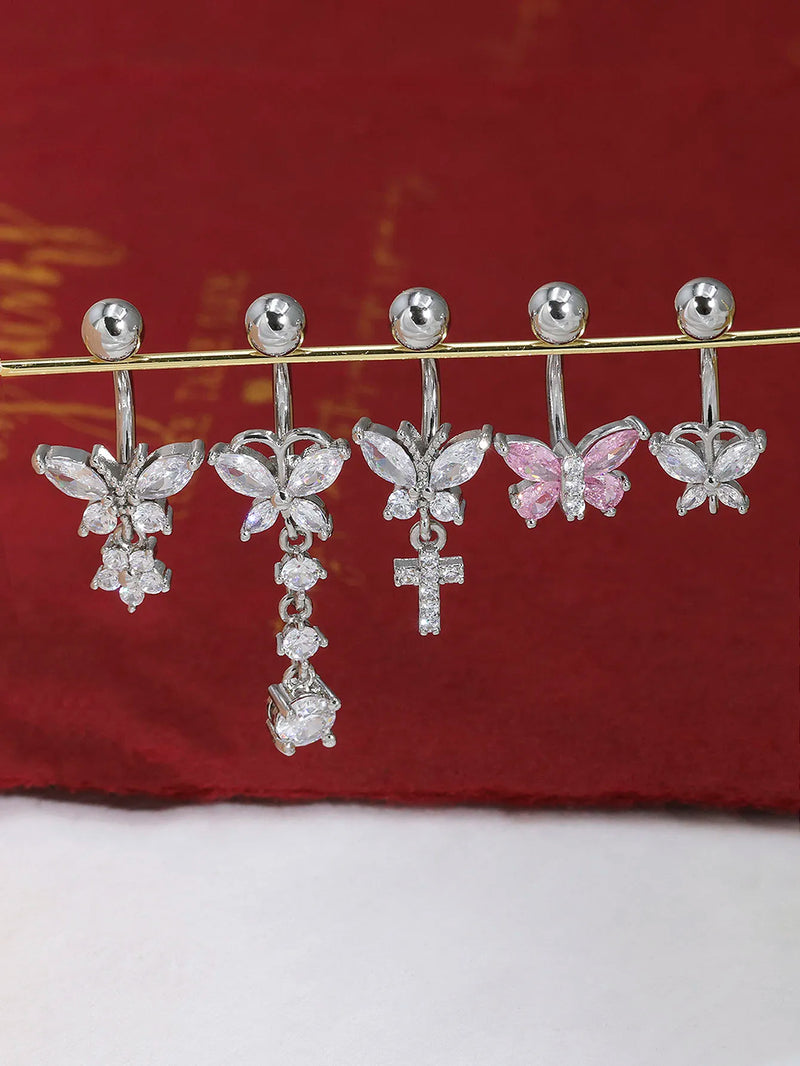 Piercing de Ombligo con Mariposa Colgante