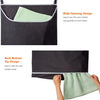 A black hanging laundry hamper with a wide opening design and a back bottom zip for easy access to clothes.