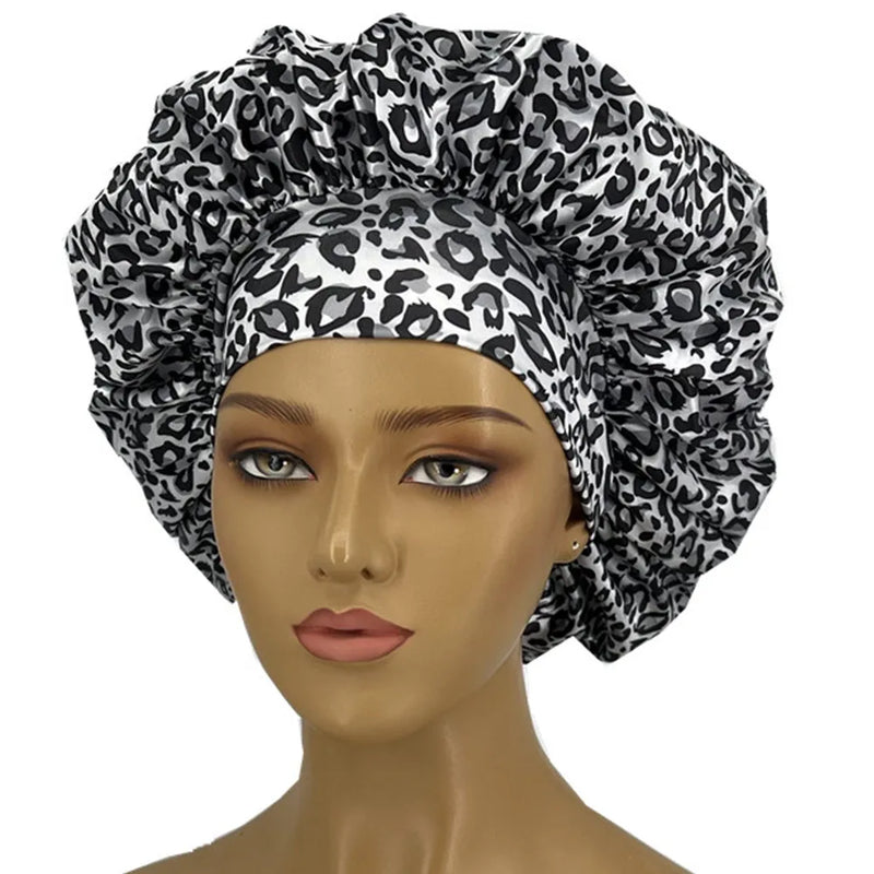 Leopard Print Satin Sleep Bonnet