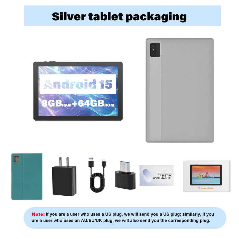 10.1" Android 15 Kids Tablet with Protective Case