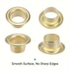 A set of brass grommet eyelet punches and dies for making metal eyelets.